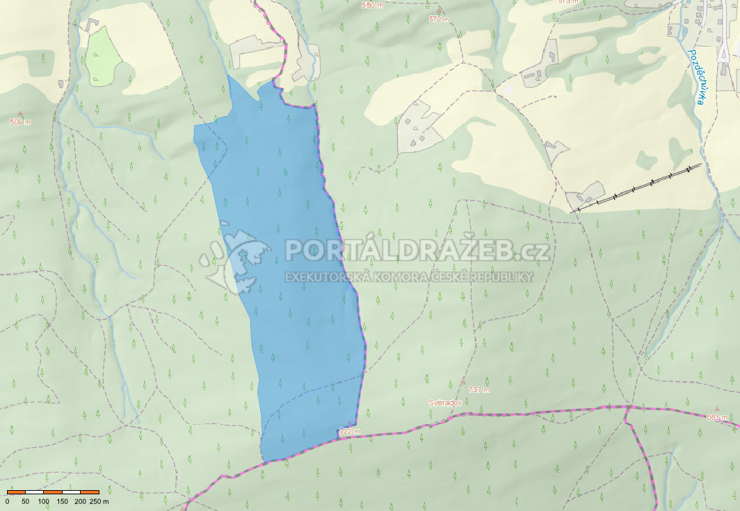 Dražba podílu id. 1595/411510 na lesích v obci Bratřejov, okres Zlín