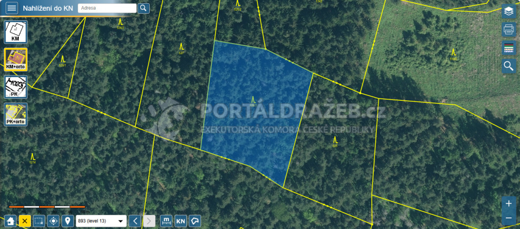 Lesní pozemek, podíl 1/8, Doubravice, okr.