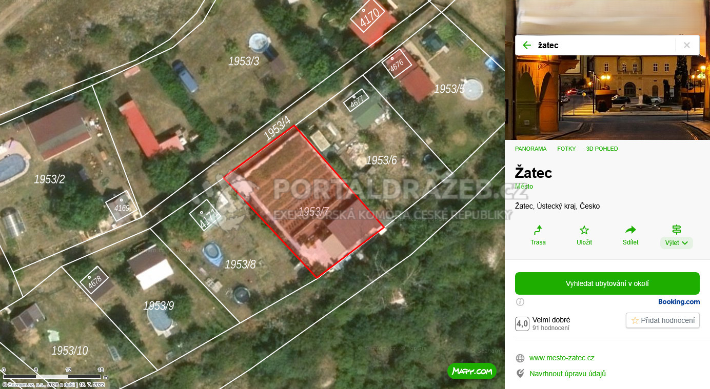 Spoluvlastnický podíl 1/5 zahrady v Žatci (u Velichova) s podílem 1/40 na přístupové cestě